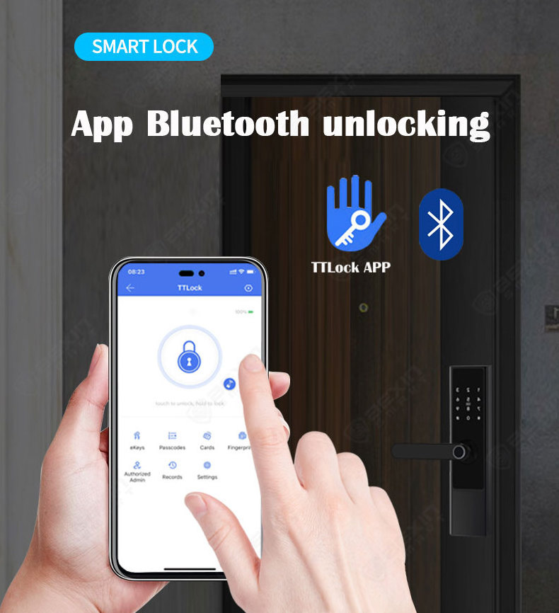 TTlock App Biometric Fingerprint Smart Electronic Lock Combination Key Card Digital Door Lock Nfc Rfid Fingerprint Door Handle