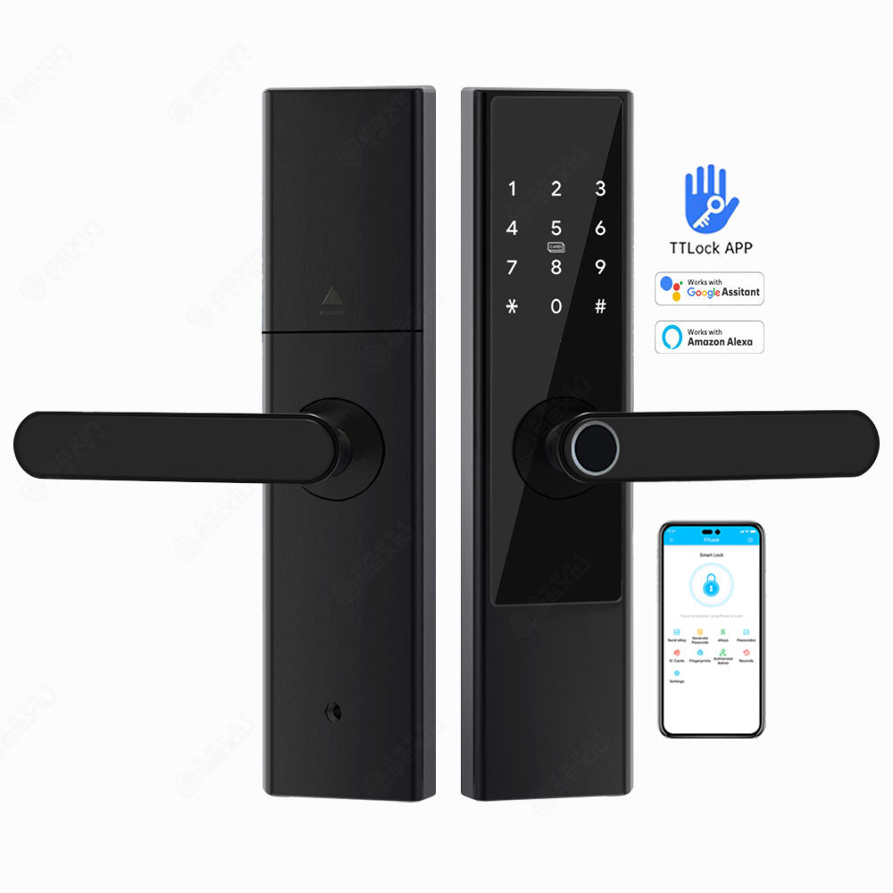 TTlock App Biometric Fingerprint Smart Electronic Lock Combination Key Card Digital Door Lock Nfc Rfid Fingerprint Door Handle