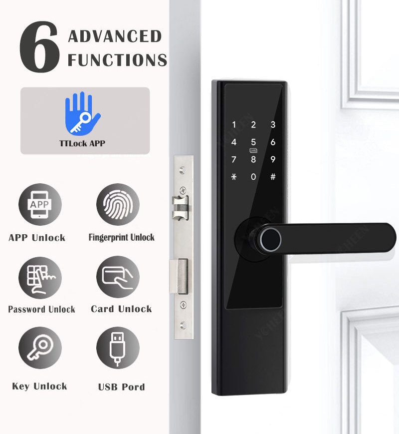 TTlock Ble App Smart Intelligent Door Lock Fingerprint Combination Digital Smart Lock Nfc Rfid Key Card Electronic Door Locks