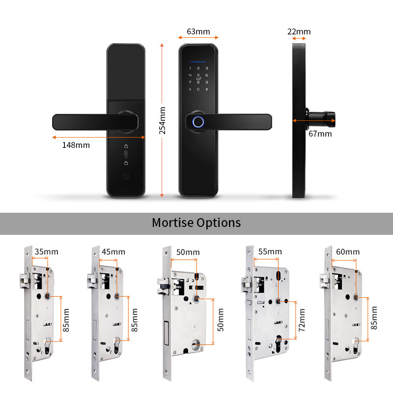 TTLock X5 Waterproof Smart Door Lock Biometric lock fingerprint door handle Digital Keyless lock