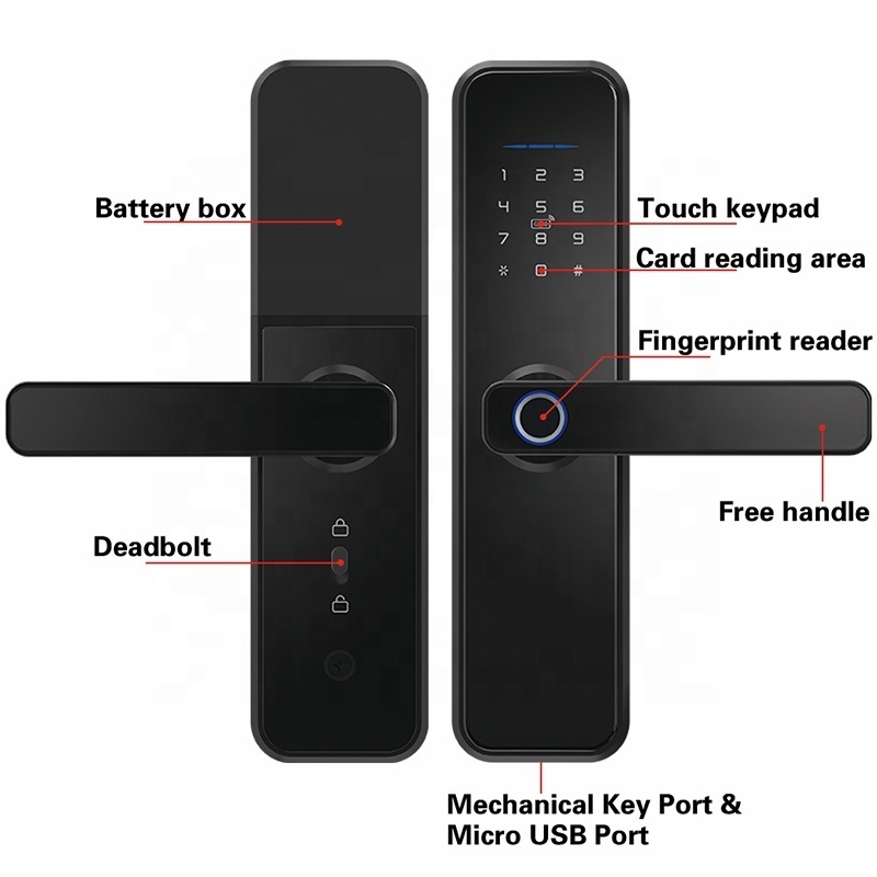 TTLock X5 Waterproof Smart Door Lock Biometric lock fingerprint door handle Digital Keyless lock