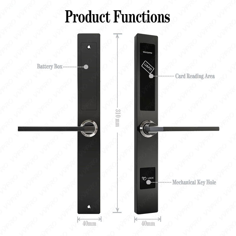 VVPRO rf Card Electronic Durable Good Price Door Handle Lock Smart thin Hotel System Door Lock 1019R