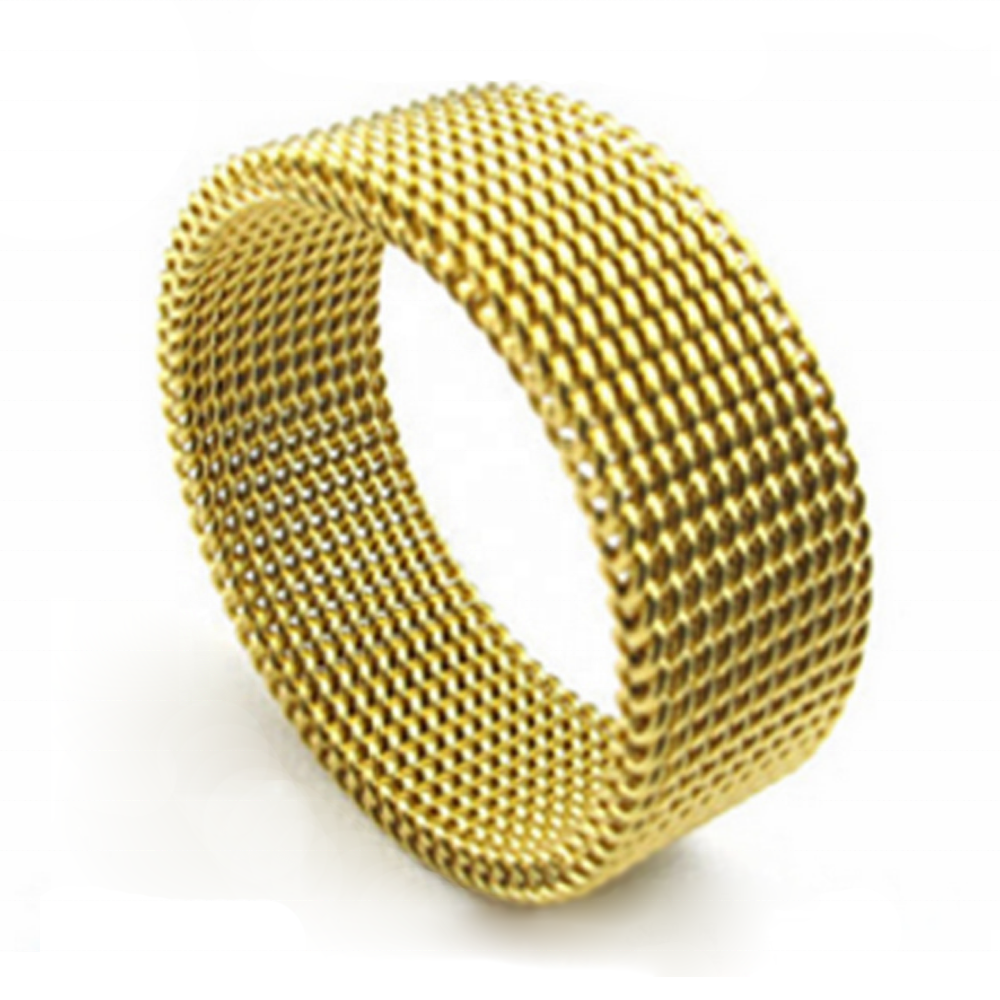 Stainless Steel Fashion Men Tat Ring Jewelry, Mesh Elastic Ring