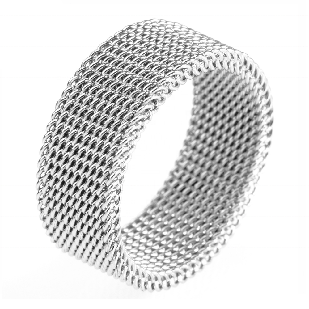 Stainless Steel Fashion Men Tat Ring Jewelry, Mesh Elastic Ring