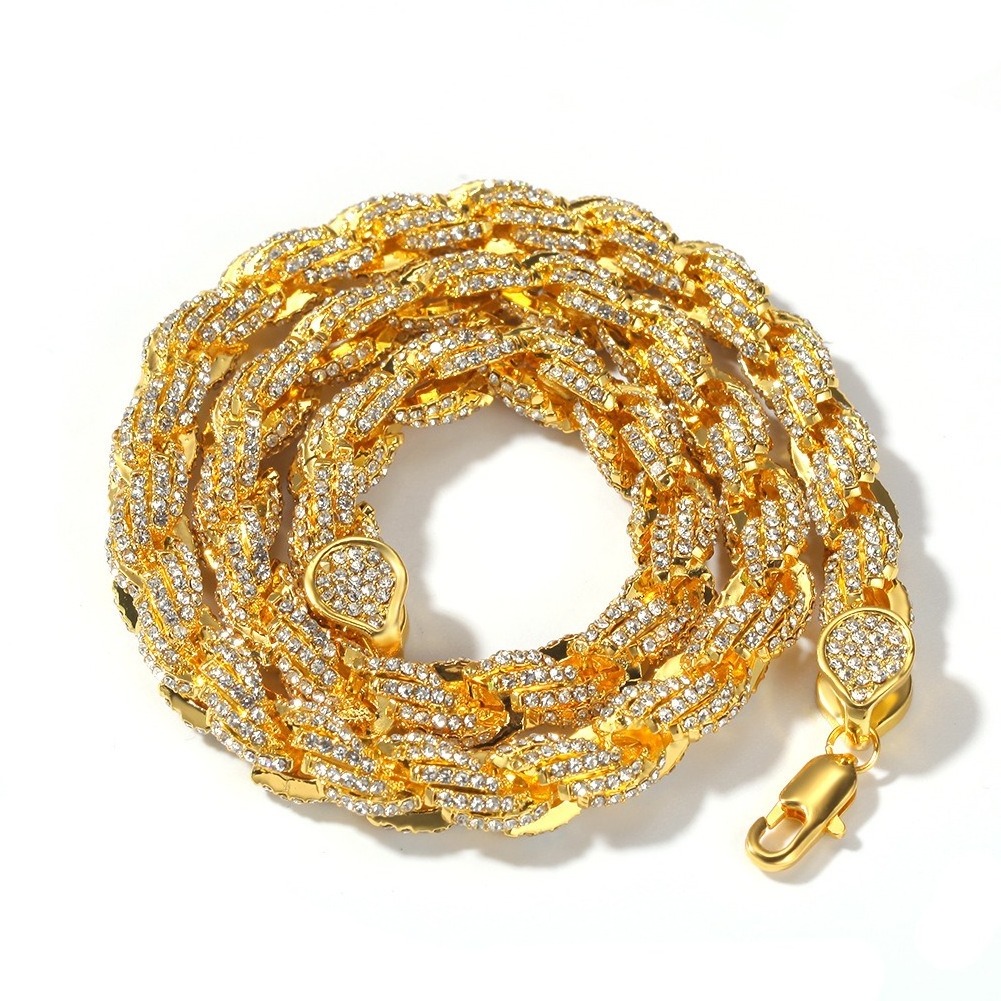 Cuban Link Iced Chain, Hip Hop Cuban Chain Iced Necklace Ladies