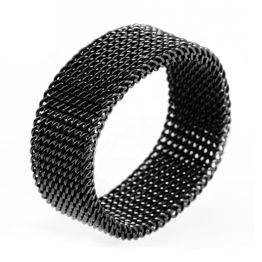 Stainless Steel Fashion Men Tat Ring Jewelry, Mesh Elastic Ring