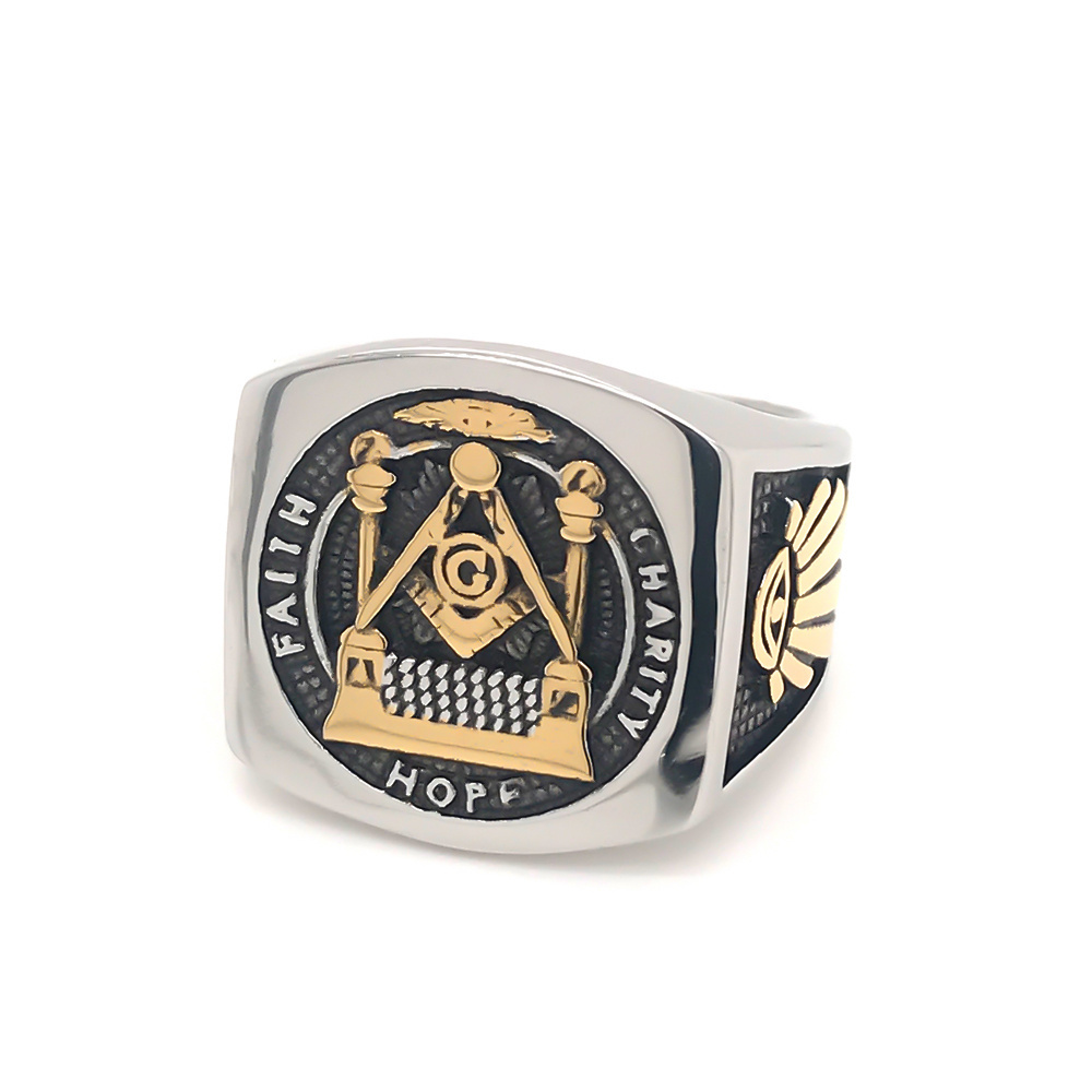 Wholesale masonic items,custom made Stainless Steel Men Ring, Masonic Ring Men Jewelry