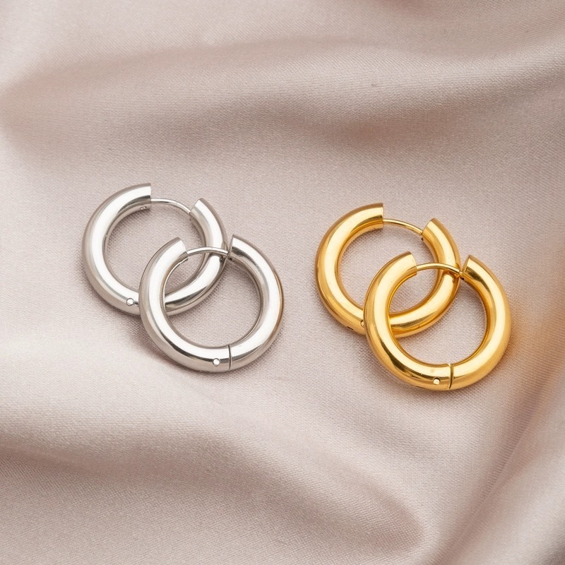 Fashion Simple Jewelry Round Hoop Earring Wedding Gift Geometric Stainless Steel Circle Hoop Earrings for Women