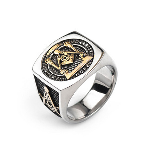 Wholesale masonic items,custom made Stainless Steel Men Ring, Masonic Ring Men Jewelry