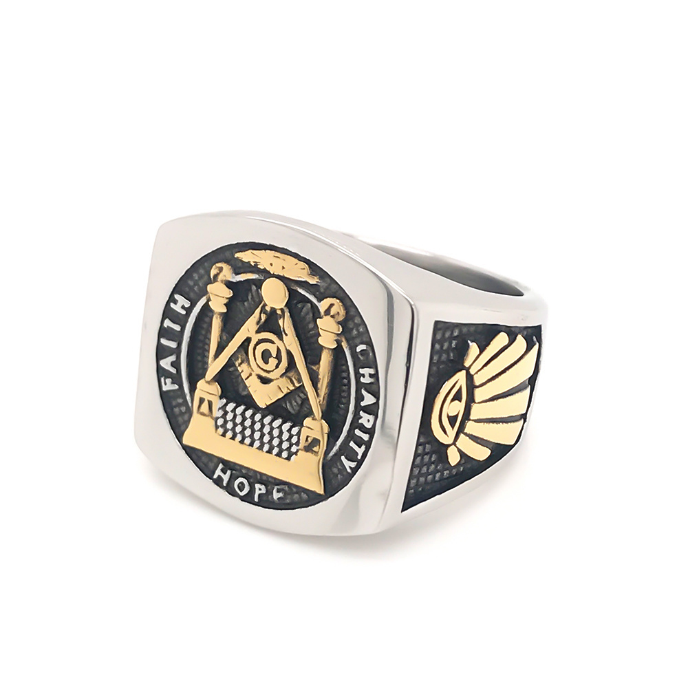 Wholesale masonic items,custom made Stainless Steel Men Ring, Masonic Ring Men Jewelry