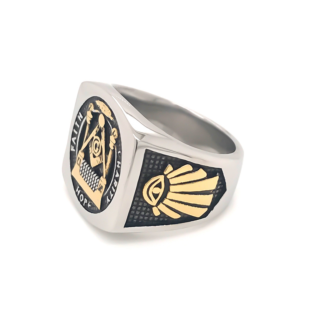 Wholesale masonic items,custom made Stainless Steel Men Ring, Masonic Ring Men Jewelry