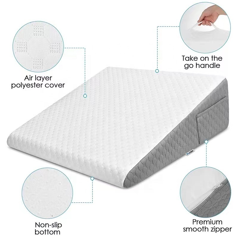 Triangle Acid Reflux Knee Legs Relax Back Pain Relief Soft Memory Foam Bed Wedge Pillow for Sleeping