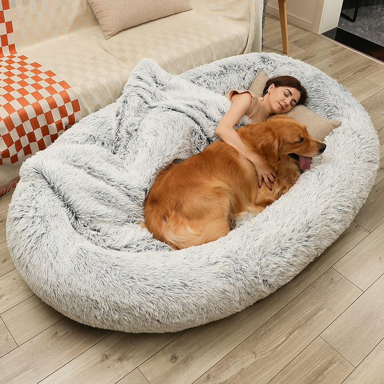 wholesale 65/75 inches size large pet dog bed orthopedic foam human dog bed