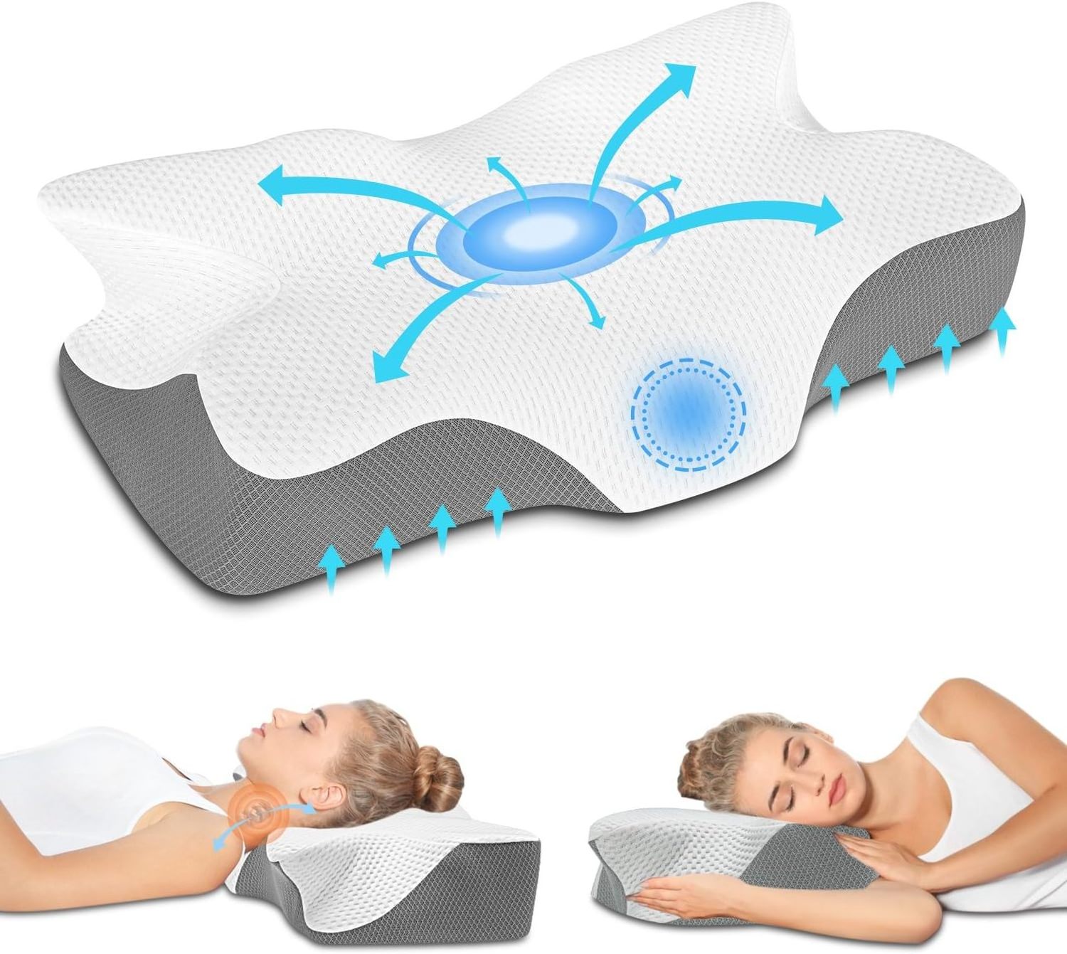 Customized Hollow Design Memory Foam Cervical Pillow for Neck & Shoulder Pain Relief