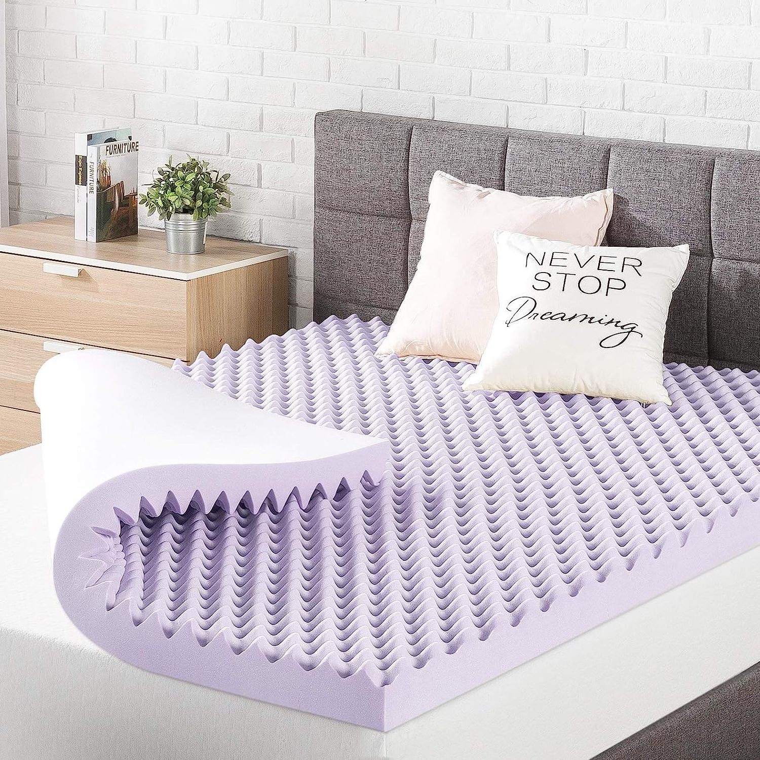 Soft Slow Rebound Gel Infused Egg Crate Memory Foam Mattress Topper