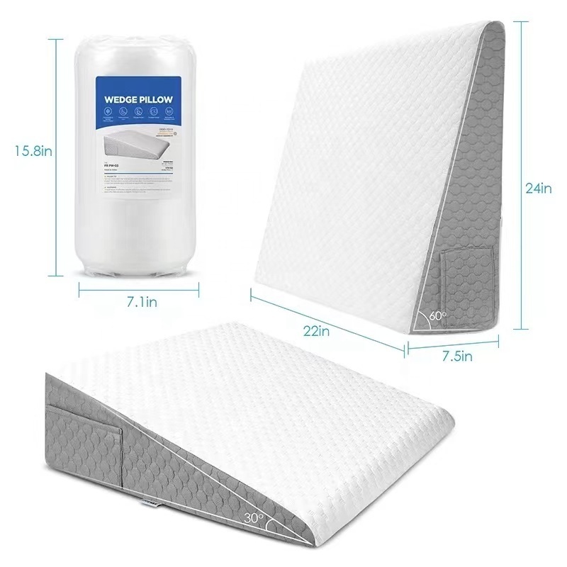 Triangle Acid Reflux Knee Legs Relax Back Pain Relief Soft Memory Foam Bed Wedge Pillow for Sleeping