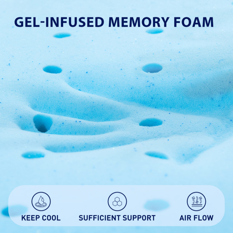 3 Inch Firm Gel-Infused Memory Foam Bed Mattress Topper High Density Cooling Design