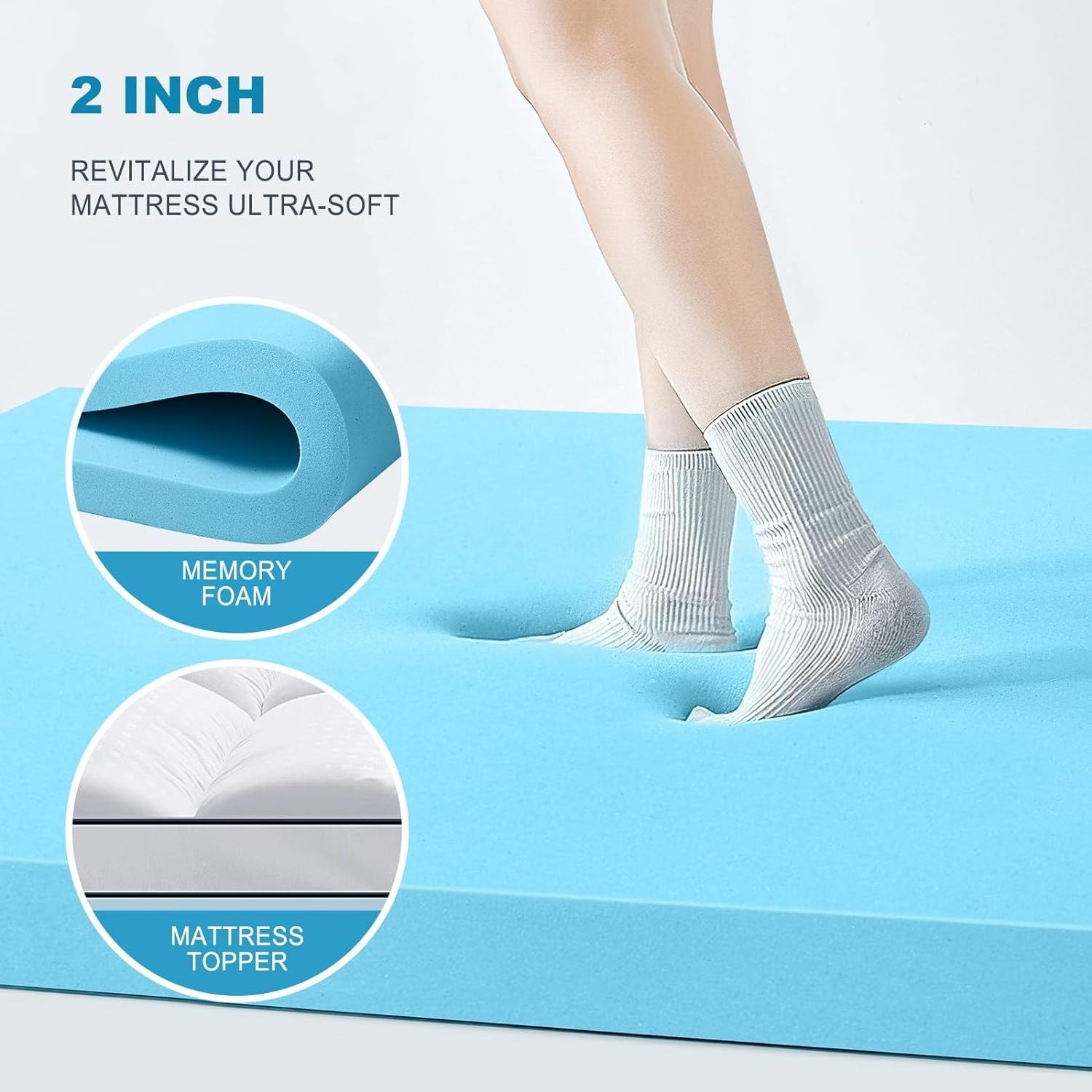 Layer 4 Inch Memory Foam Mattress Topper 2 Inch Gel Memory Foam and 2 Inch Cooling Pillow Top Mattress Pad Cover for Back Pain