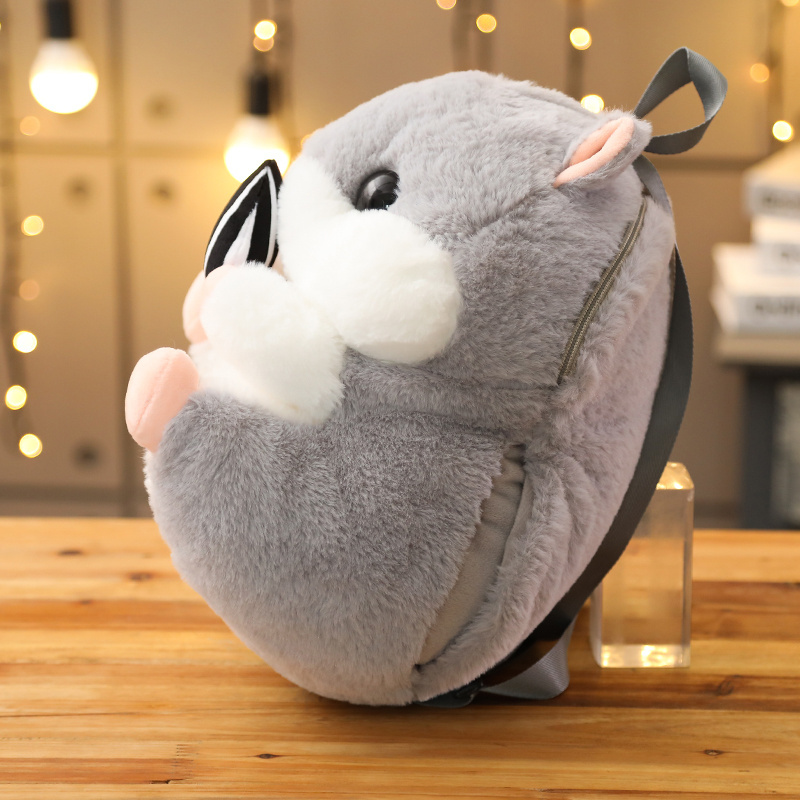 Cheap kawaii hamster plush backpack for kids gifts stuffed cartoon animal bags