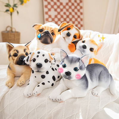 Wholesale 32cm Simulation Dog Plush Toy Stuffed Bulldog Husky Dalmatian Akita Beagles Lifelike Chihuahua Puppy