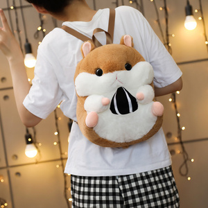 Cheap kawaii hamster plush backpack for kids gifts stuffed cartoon animal bags