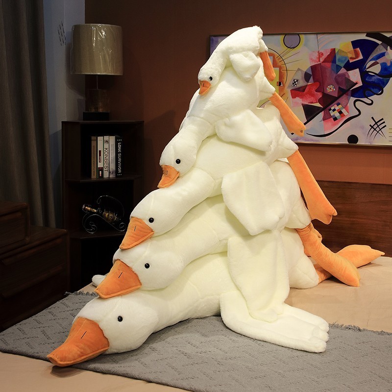 Custom Plush Toy Manufacturer Cute Giant Huge Goose Sleeping Plush Soft Plush Swan Bed Pillows Plush Stuffed Animal Toys Goose