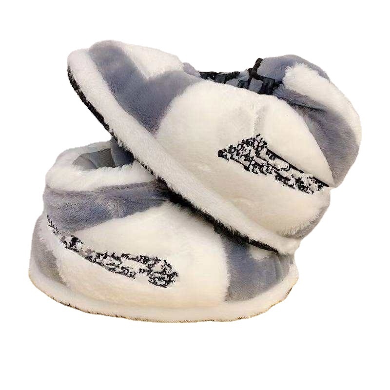 Hot sale Indoor custom plush Sneaker Slipper Shoes Men Winter Warm Yezzy Plush Slippers