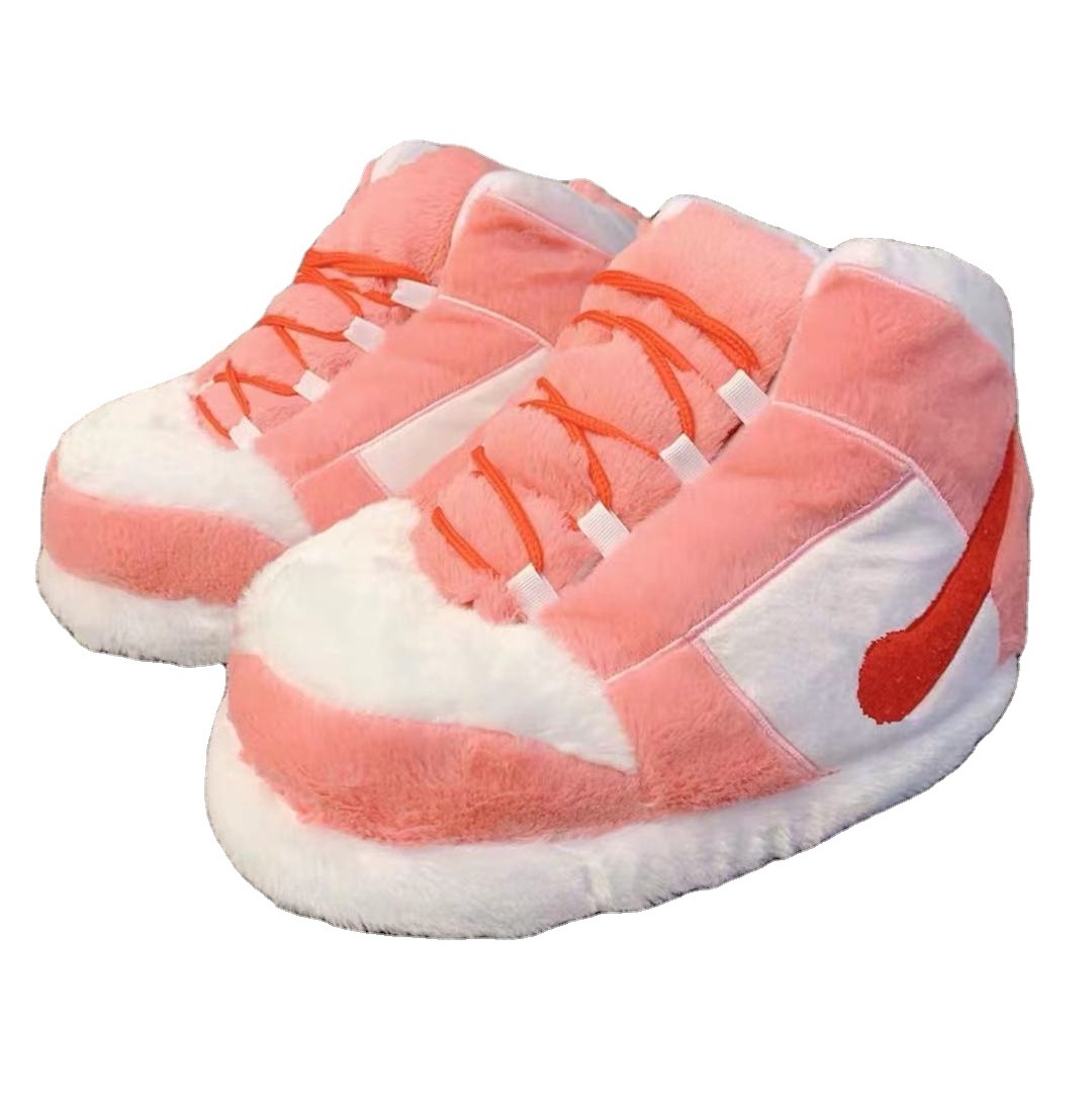 Hot sale Indoor custom plush Sneaker Slipper Shoes Men Winter Warm Yezzy Plush Slippers