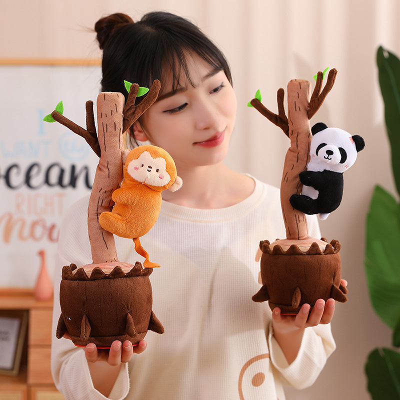 Christmas Home Decorations Monkey Panda Custom Plush Toy Music Talking Singing Dancing Recording Electric Animals Stuffed Toys