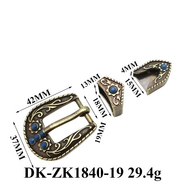 19MM Fashion Western Custom Buckle Zinc Alloy Fancy Hebillas Vaqueras Belt Buckles Sets For Woman With Turquoise