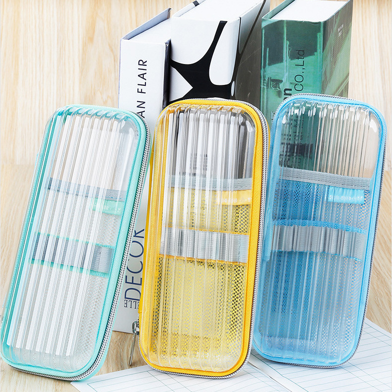 BEYOND PET Plastic Clear Hard Shell Custom School Kids Pencil Case with Zipper for Girls Kids