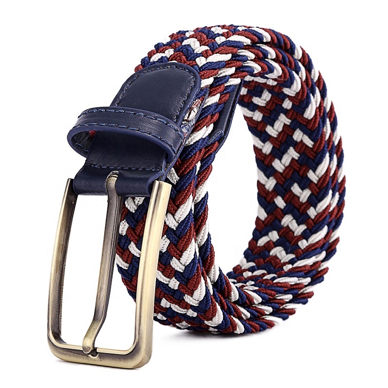 105 cm Unisex Adjustable Elastic Belt Polyester Stretch Knit Weave Woven Fabric Braided Jeans Belt