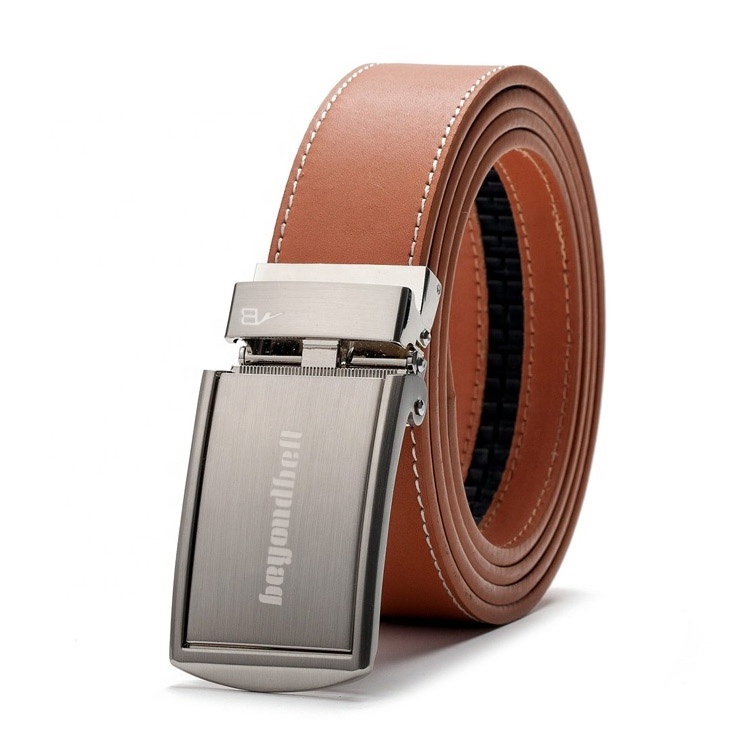 Simple Vintage Men's Class Thick Full Top Grain Custom Logo Leather Belt for Suits