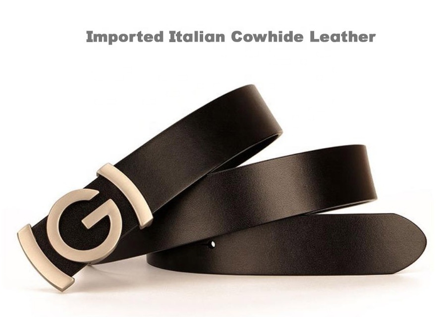 Luxury G Plain Buckle Design Brown Original Cowhide Leather Custom Logo Belt for Men Wholesale