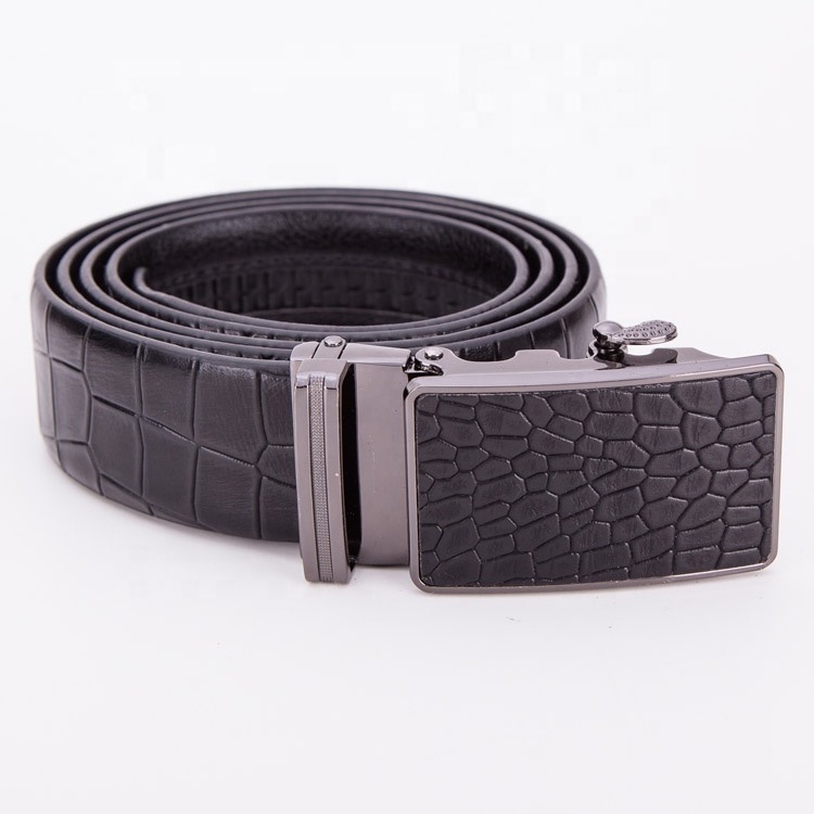 Genuine Automatic Rachet Leather Autolock Embossed Snake Crocodile Belt for Men