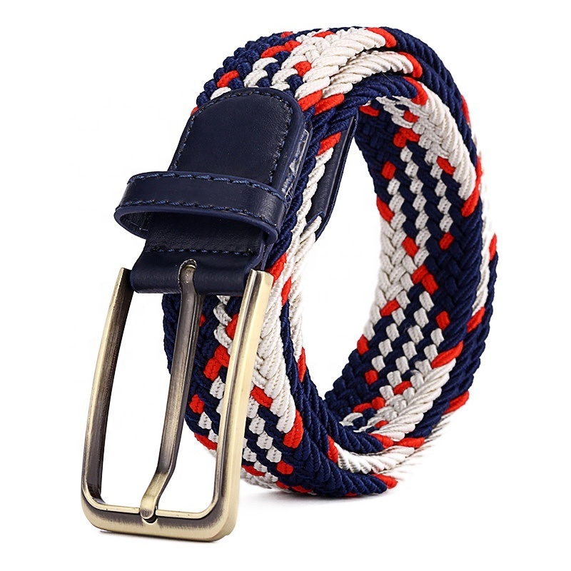 105 cm Unisex Adjustable Elastic Belt Polyester Stretch Knit Weave Woven Fabric Braided Jeans Belt