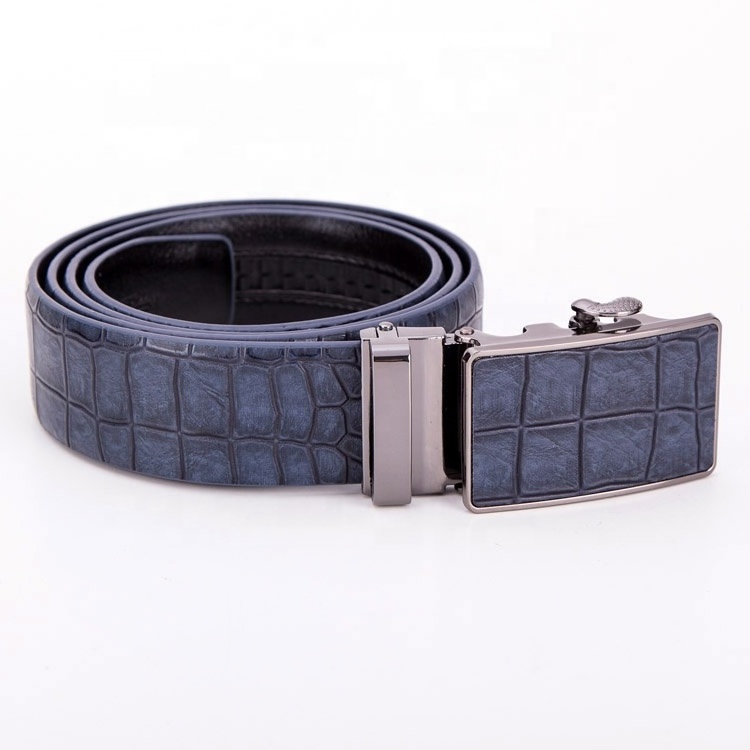 Genuine Automatic Rachet Leather Autolock Embossed Snake Crocodile Belt for Men