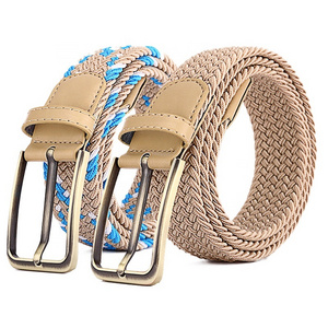 105 cm Unisex Adjustable Elastic Belt Polyester Stretch Knit Weave Woven Fabric Braided Jeans Belt