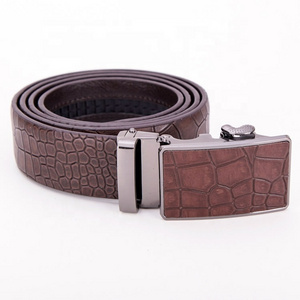 Genuine Automatic Rachet Leather Autolock Embossed Snake Crocodile Belt for Men