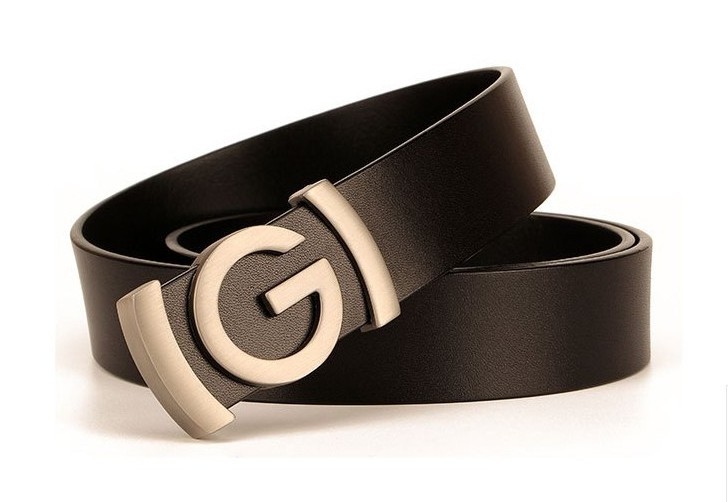 Luxury G Plain Buckle Design Brown Original Cowhide Leather Custom Logo Belt for Men Wholesale