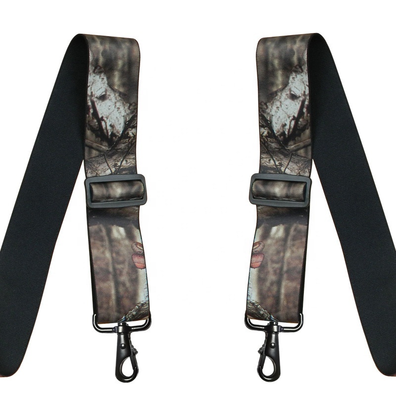 Work Men Outdoor Heavy Duty Casual Adjustable Elastic X- Back 2 Inch Print Suspenders with 4 Snap Hooks