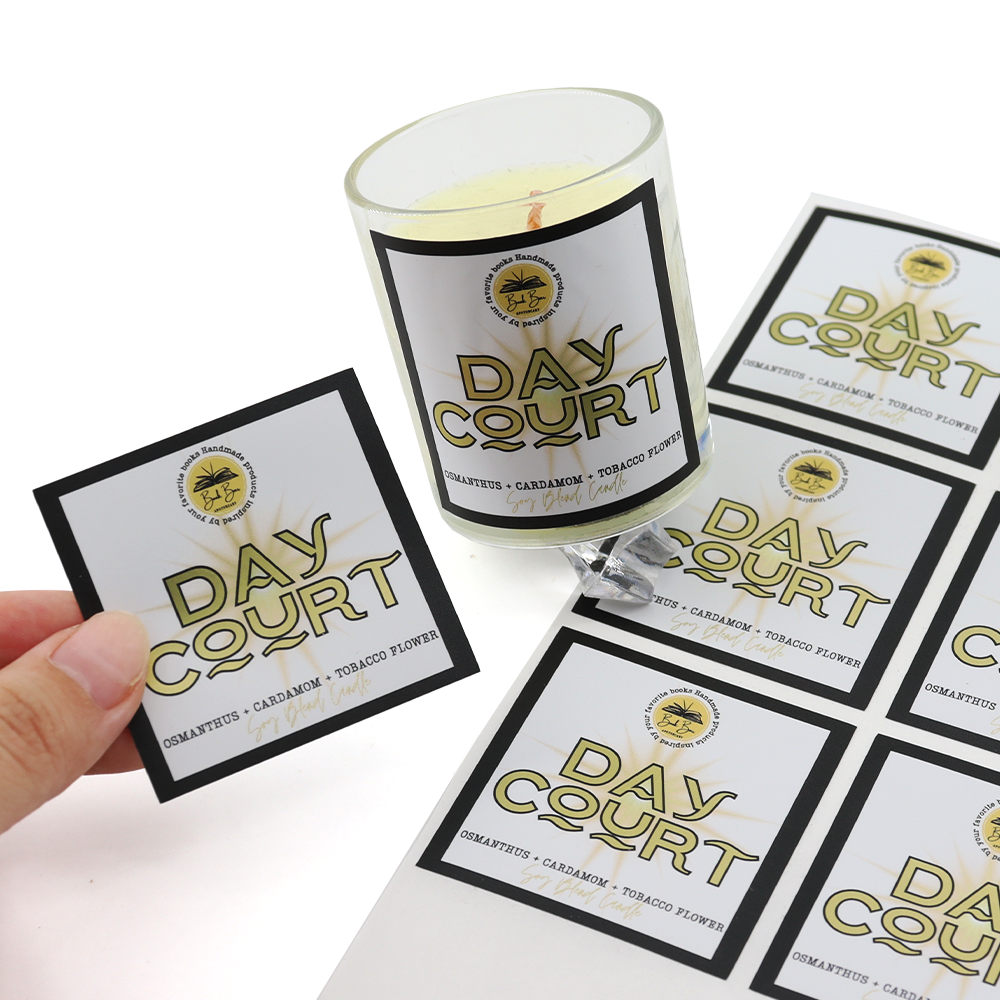 Custom printed self-adhesive embossed bar code silver gold foil sticker waterproof candle jar label logo sticker