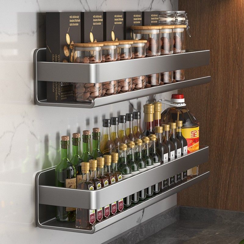 Alum kitchen oil salt sauce vinegar spice rack punch-free wall-mounted seasoning cosmeticbox cans and bottles storage rack