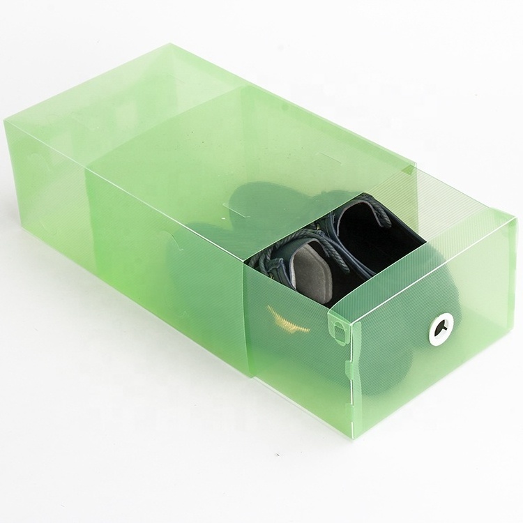 Clear Poly Plastic MEN Sneaker Storage PP Shoe Box With Slider Drawer