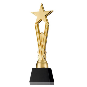 Free Design New Rising Star Trophy Glass Crystal Gold Star Awards for Party School Award Game Prize