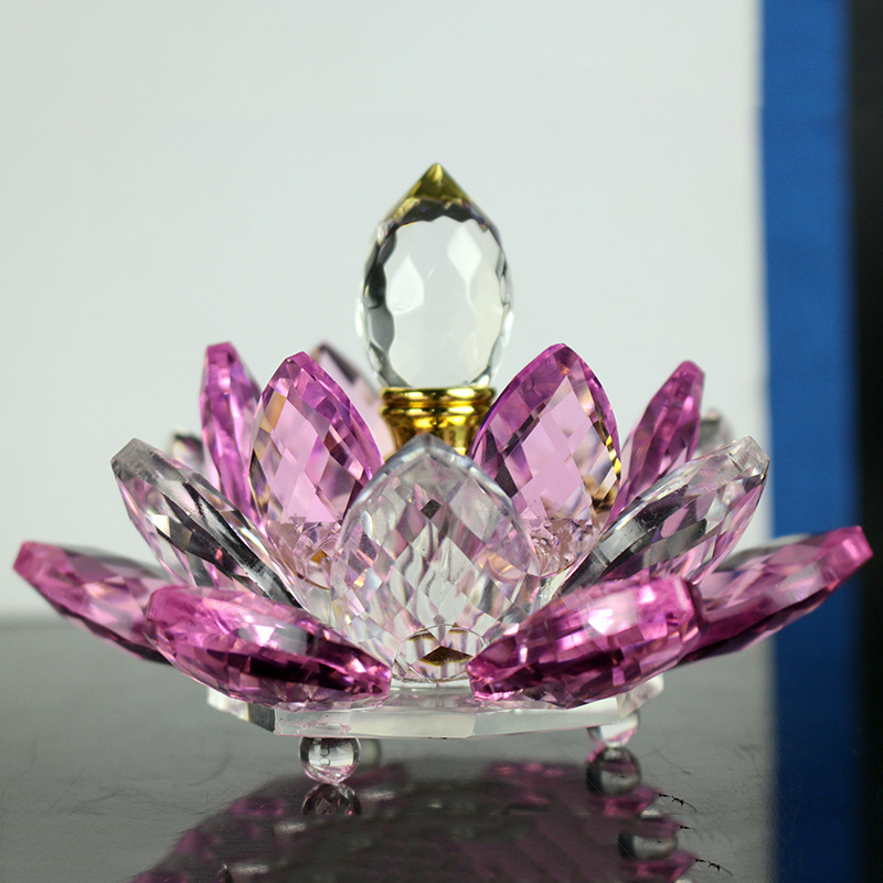 Hot Sale High Quality Folk Lotus Flower Crystal Glass Perfume Bottle For Wedding Favors