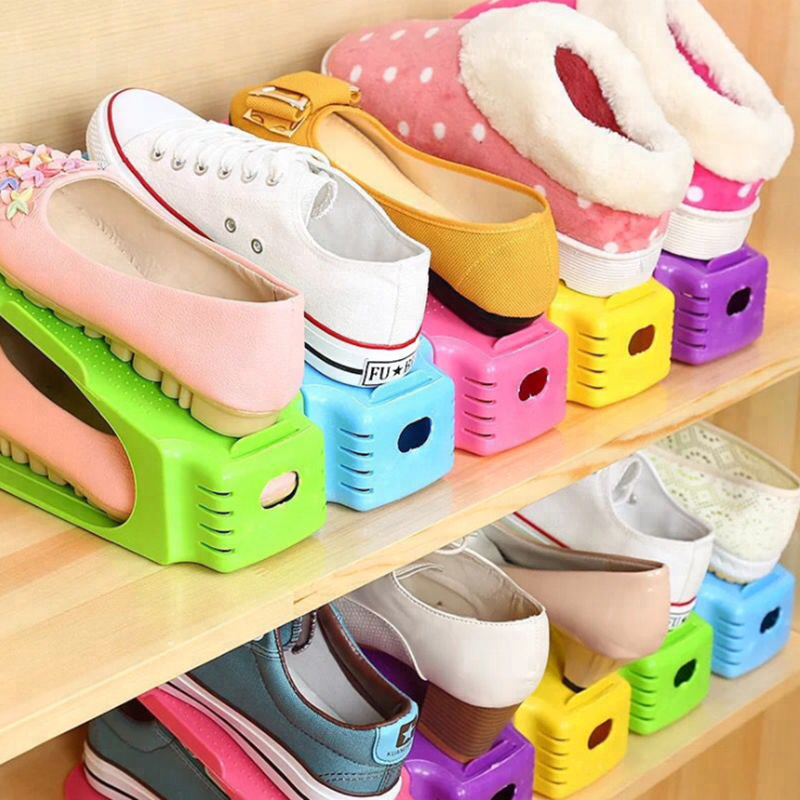 Adjustable Shoes Rack Colorful PP Plastic Convenient Shoe Storage Poly Stand Shelf