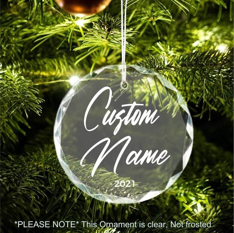 Decorative Round Crystal Glass Blank Christmas Ornaments For Engraving