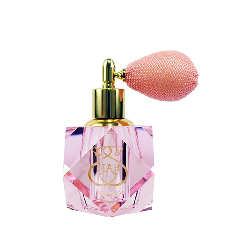 Vintage Pink Crystal Perfume Atomizer Bulb Bottle Refillable Glass Spray Bottle for Lady Gift