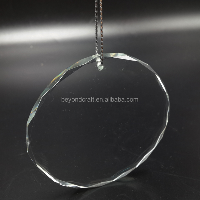 Engravable Clear Blank Flat Glass Circle Pendants Christmas Ornament Glass